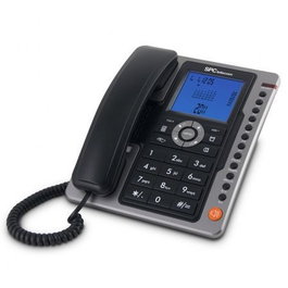 SPC Teléfono fijo SPC Telecom 3604/ Negro, modelo 3604N, con agenda, identificación de llamadas, manos libres, pantalla iluminada, color negro